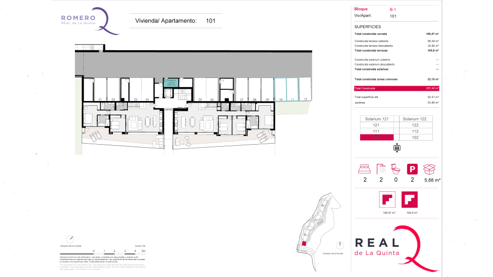 2 parking spaces and storage room